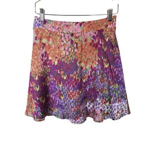 Forever 21 Women Multicolor Abstract Floral Mini Skirt Purple Orange Small